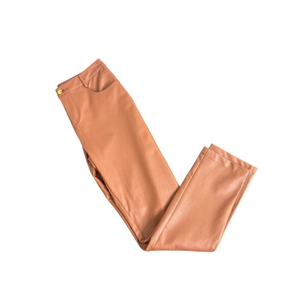 Boston Proper Women's Brown Faux Leather Five Pocket Pants Size 4 - Picture 1 of 12